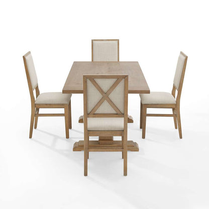 Crosley Furniture - Joanna 5Pc Dining Set Rustic Brown /Creme - Table & 4 Upholstered Back Chairs - KF13065RB-RB veiw 4