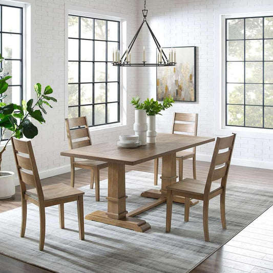 Crosley Furniture - Joanna 5Pc Dining Set Rustic Brown - Table & 4 Ladder Back Chairs - KF13064RB-RB view 1