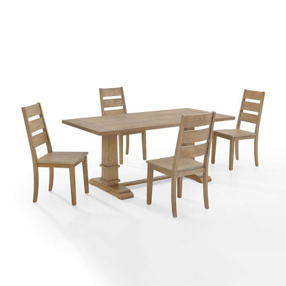 Crosley Furniture - Joanna 5Pc Dining Set Rustic Brown - Table & 4 Ladder Back Chairs - KF13064RB-RB veiw 2