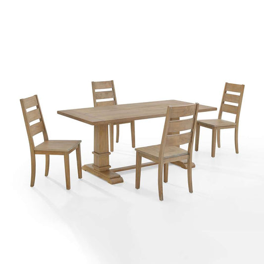 Crosley Furniture - Joanna 5Pc Dining Set Rustic Brown - Table & 4 Ladder Back Chairs - KF13064RB-RB veiw 2
