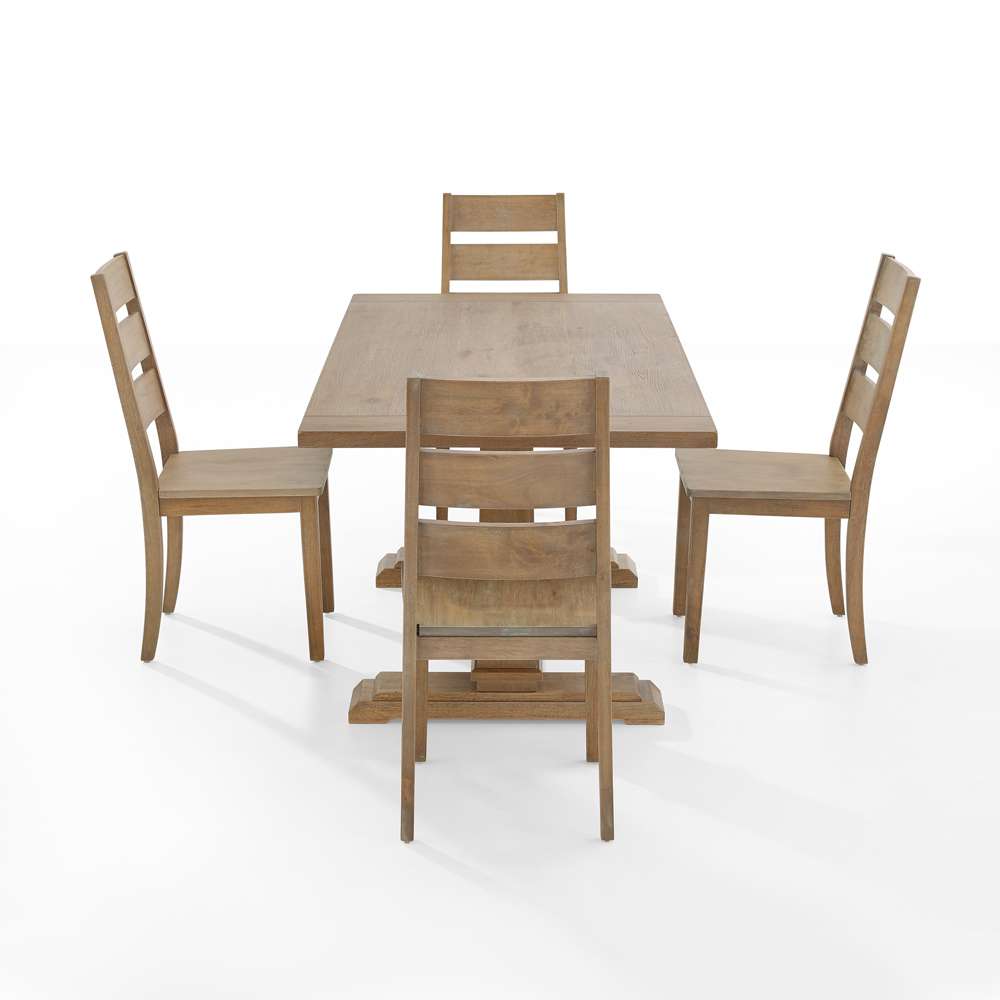 Crosley Furniture - Joanna 5Pc Dining Set Rustic Brown - Table & 4 Ladder Back Chairs - KF13064RB-RB veiw 4