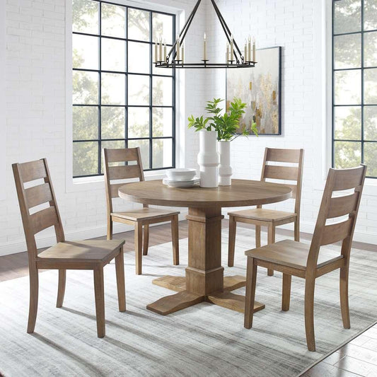 Crosley Furniture - Joanna 5Pc Round Dining Set Rustic Brown - Round Table & 4 Ladder Back Chairs - KF13062RB-RB veiw 1