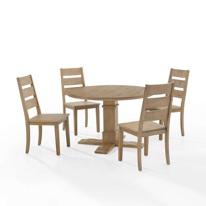 Crosley Furniture - Joanna 5Pc Round Dining Set Rustic Brown - Round Table & 4 Ladder Back Chairs - KF13062RB-RB veiw 2