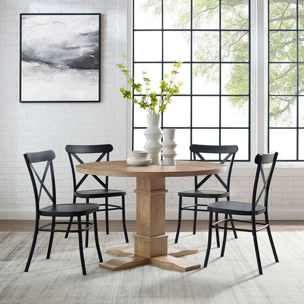 Crosley Furniture - Joanna 5Pc Round Dining Set W/Camille Chairs Matte Black/ Rustic Brown - Table & 4 Chairs - KF20007RB-MB view 1