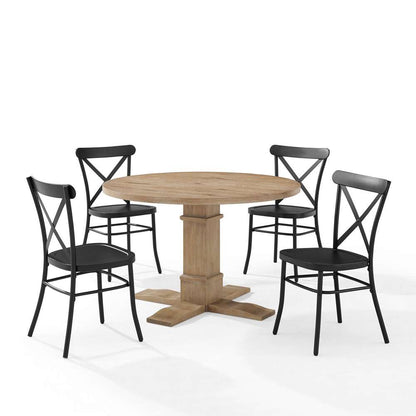 Crosley Furniture - Joanna 5Pc Round Dining Set W/Camille Chairs Matte Black/ Rustic Brown - Table & 4 Chairs - KF20007RB-MB veiw 3
