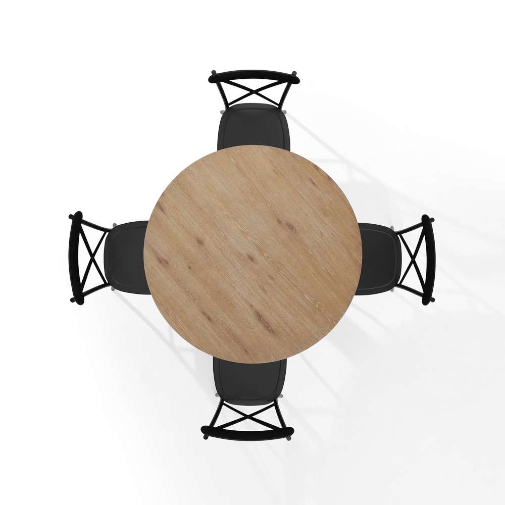 Crosley Furniture - Joanna 5Pc Round Dining Set W/Camille Chairs Matte Black/ Rustic Brown - Table & 4 Chairs - KF20007RB-MB veiw 4