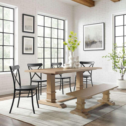 Crosley Furniture - Joanna 6Pc Dining Set W-Camille Chairs Matte Black-Rustic Brown - Table, Bench, and 4 Chairs - KF20023RB-MB veiw 1