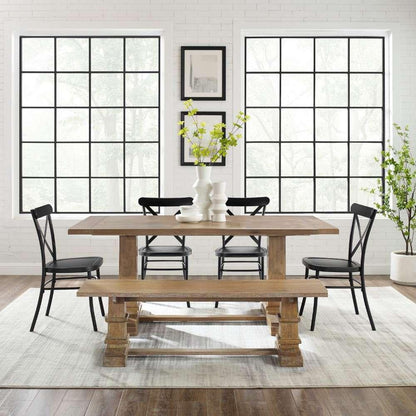 Crosley Furniture - Joanna 6Pc Dining Set W-Camille Chairs Matte Black-Rustic Brown - Table, Bench, and 4 Chairs - KF20023RB-MB veiw 2