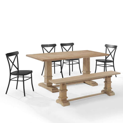 Crosley Furniture - Joanna 6Pc Dining Set W-Camille Chairs Matte Black-Rustic Brown - Table, Bench, and 4 Chairs - KF20023RB-MB veiw 6