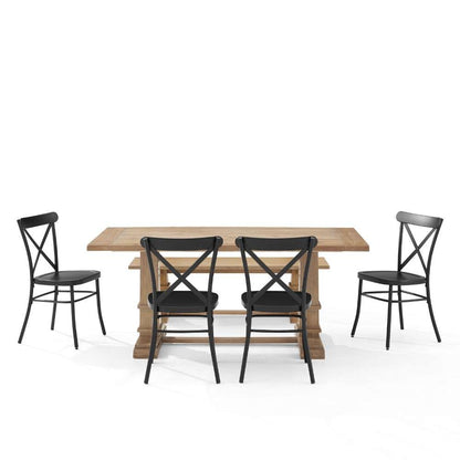 Crosley Furniture - Joanna 6Pc Dining Set W-Camille Chairs Matte Black-Rustic Brown - Table, Bench, and 4 Chairs - KF20023RB-MB veiw 8