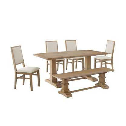 Crosley Furniture - Joanna 6Pc Dining Set Rustic Brown - Table, Bench, and 4 Upholstered Chairs - KF20021RB veiw 3