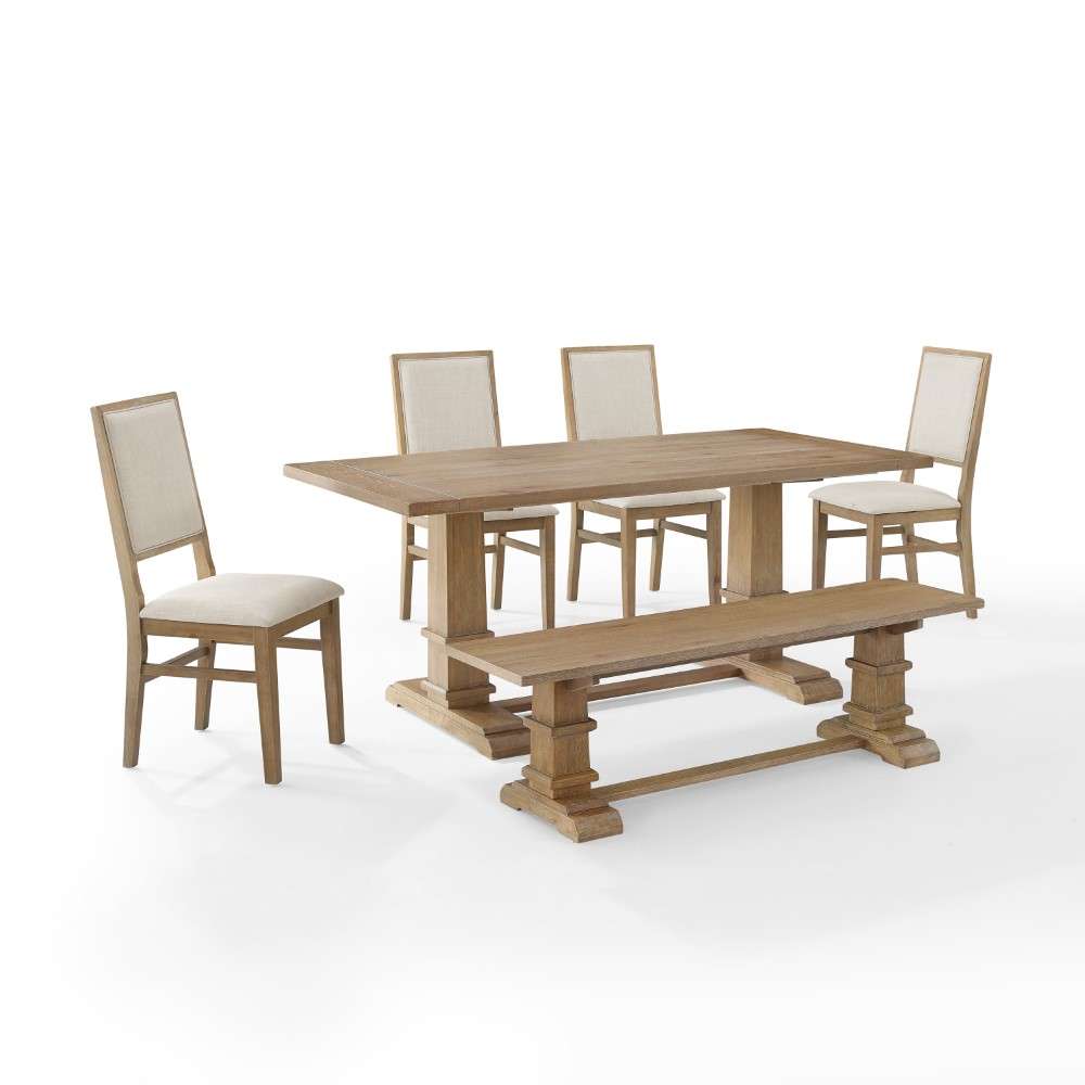 Crosley Furniture - Joanna 6Pc Dining Set Rustic Brown - Table, Bench, and 4 Upholstered Chairs - KF20021RB veiw 6