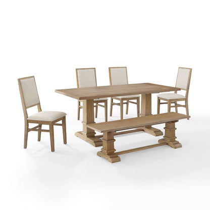 Crosley Furniture - Joanna 6Pc Dining Set Rustic Brown - Table, Bench, and 4 Upholstered Chairs - KF20021RB veiw 6
