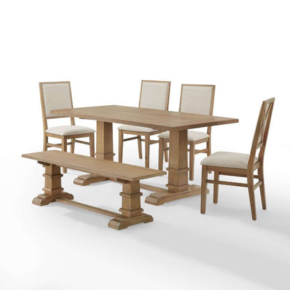Crosley Furniture - Joanna 6Pc Dining Set Rustic Brown - Table, Bench, and 4 Upholstered Chairs - KF20021RB veiw 8