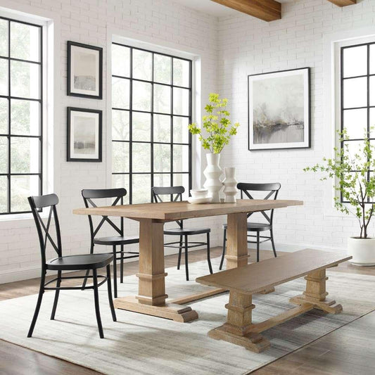 Crosley Furniture - Joanna 6Pc Dining Set W-Camille Chairs Matte Black-Rustic Brown - Table, Bench, and 4 Chairs - KF20023RB-MB view 1