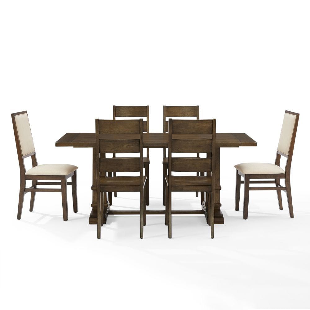 Crosley Furniture - Joanna 7-Piece Dining Table Set For 6 - Table, 4 Ladder-Back Chairs, & 2 Upholstered Back Chairs - KF13070DO-DO view 2
