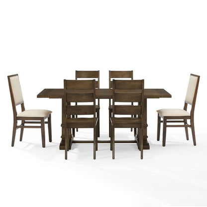 Crosley Furniture - Joanna 7-Piece Dining Table Set For 6 - Table, 4 Ladder-Back Chairs, & 2 Upholstered Back Chairs - KF13070DO-DO view 2
