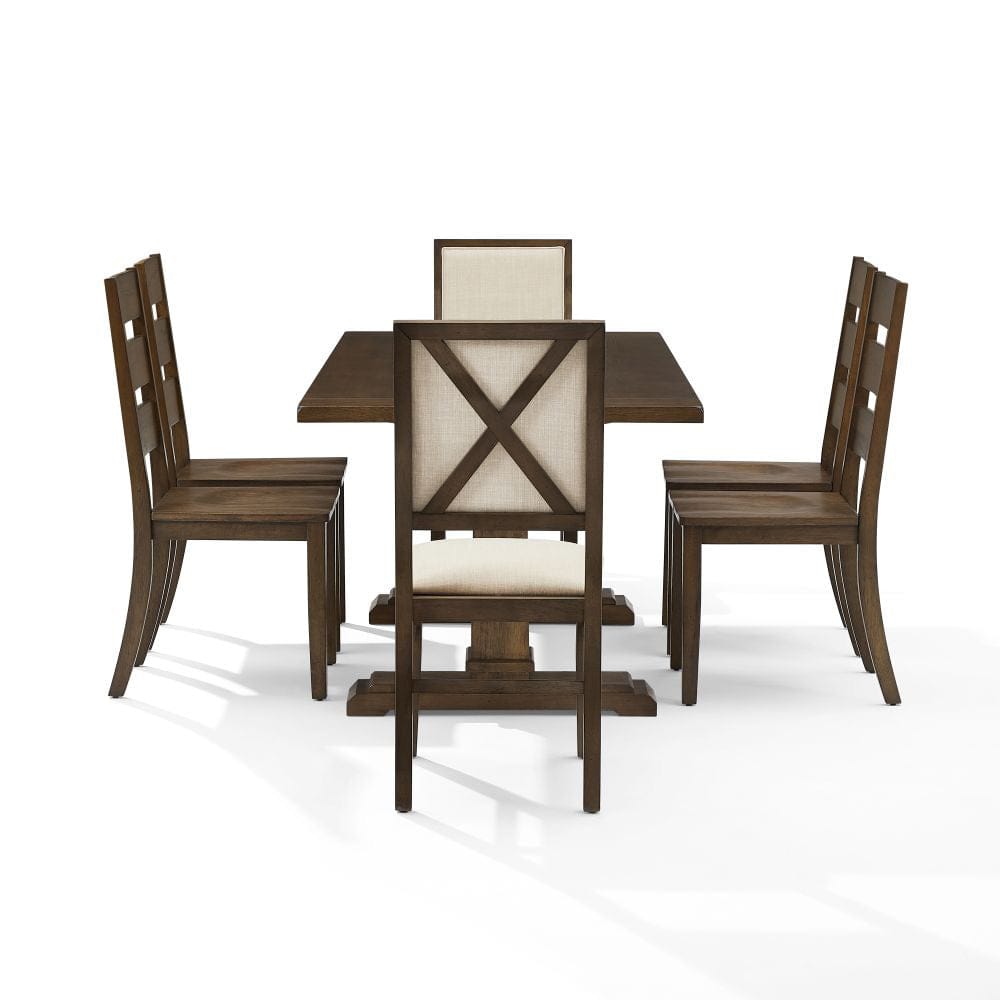 Crosley Furniture - Joanna 7-Piece Dining Table Set For 6 - Table, 4 Ladder-Back Chairs, & 2 Upholstered Back Chairs - KF13070DO-DO view 3