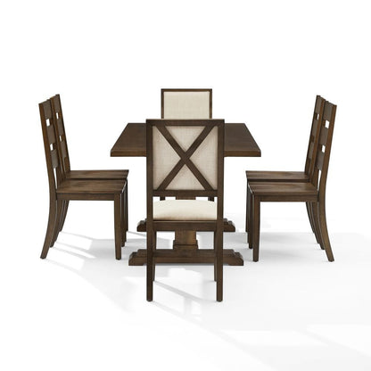 Crosley Furniture - Joanna 7-Piece Dining Table Set For 6 - Table, 4 Ladder-Back Chairs, & 2 Upholstered Back Chairs - KF13070DO-DO view 3