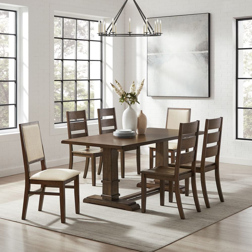 Crosley Furniture - Joanna 7-Piece Dining Table Set For 6 - Table, 4 Ladder-Back Chairs, & 2 Upholstered Back Chairs - KF13070DO-DO view 6