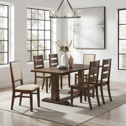 Crosley Furniture - Joanna 7-Piece Dining Table Set For 6 - Table, 4 Ladder-Back Chairs, & 2 Upholstered Back Chairs - KF13070DO-DO view 6