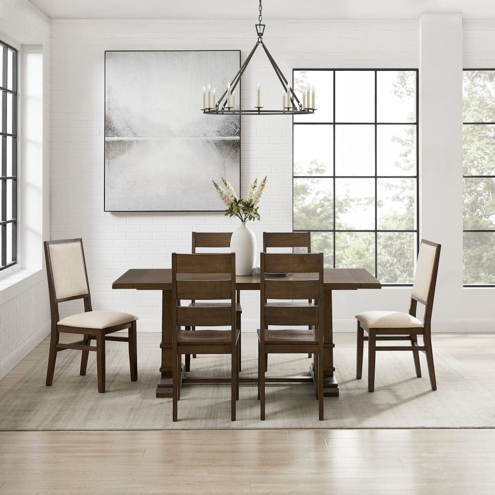 Crosley Furniture - Joanna 7-Piece Dining Table Set For 6 - Table, 4 Ladder-Back Chairs, & 2 Upholstered Back Chairs - KF13070DO-DO view 7