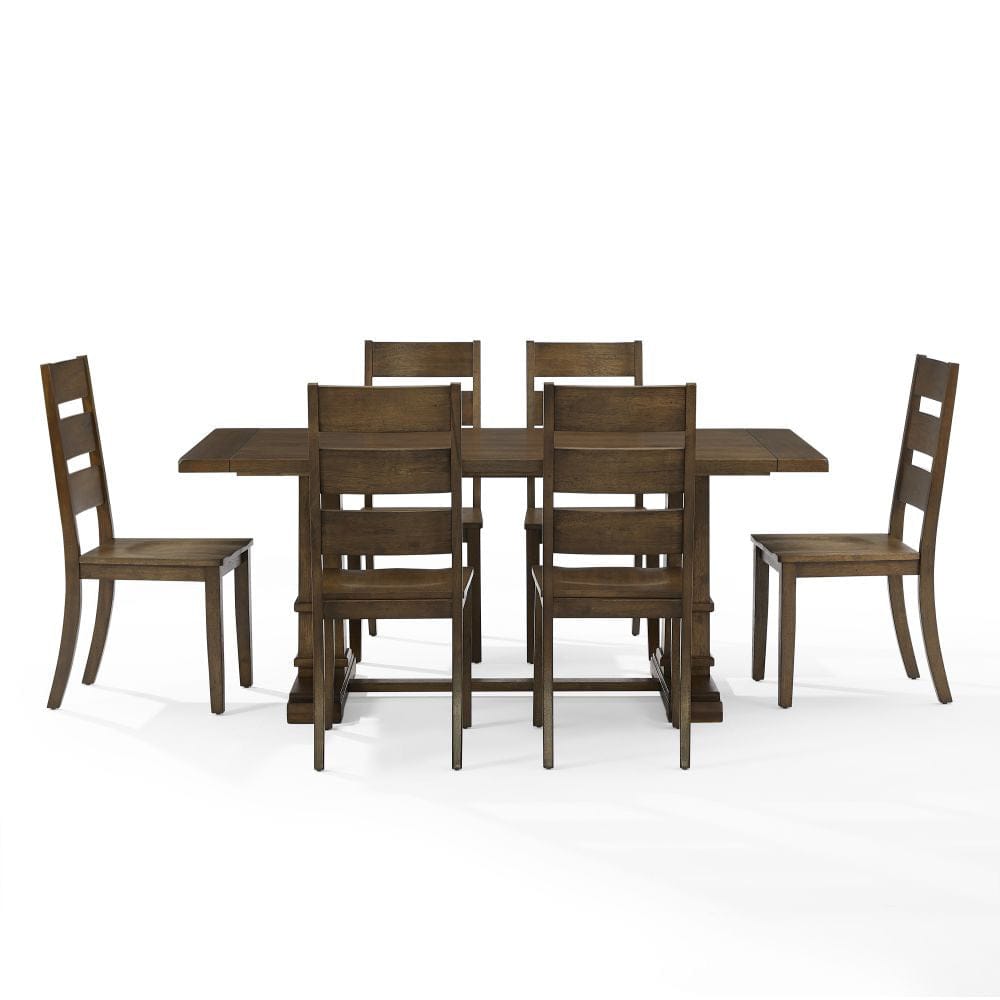 Crosley Furniture - Joanna 7-Piece Dining Table Set For 6 - Table & 6 Ladder-Back Chairs - KF13066DO-DO view 2