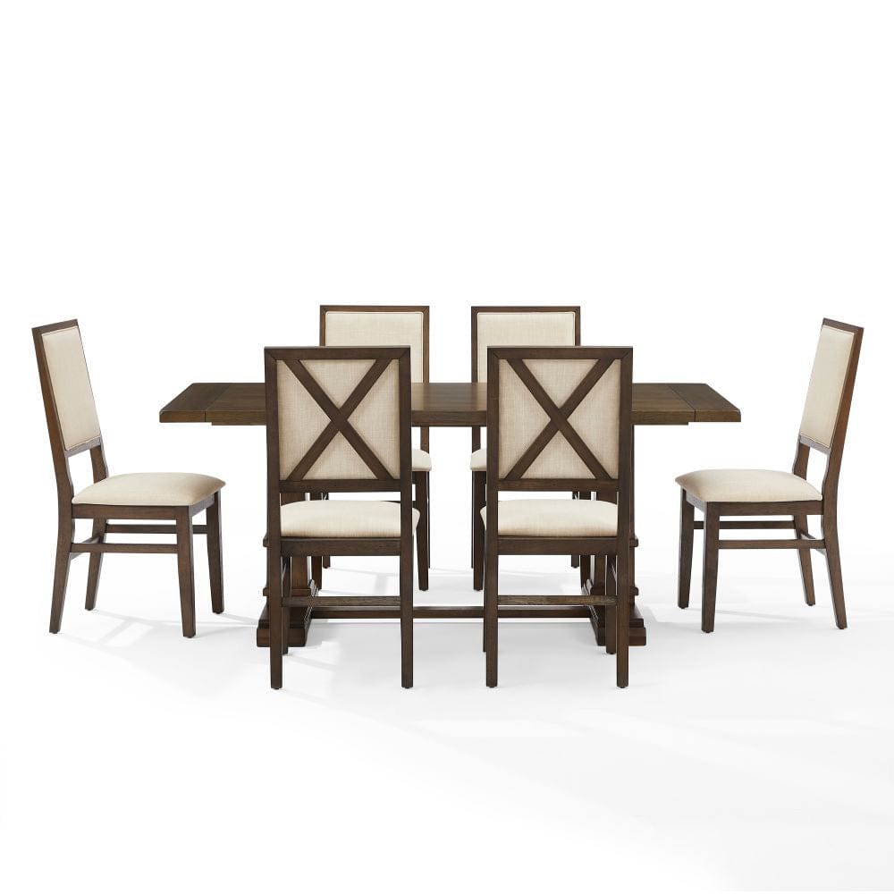 Crosley Furniture - Joanna 7-Piece Dining Table Set For 6 - Table & 6 Upholstered Back Chairs - KF13067DO-DO view 2