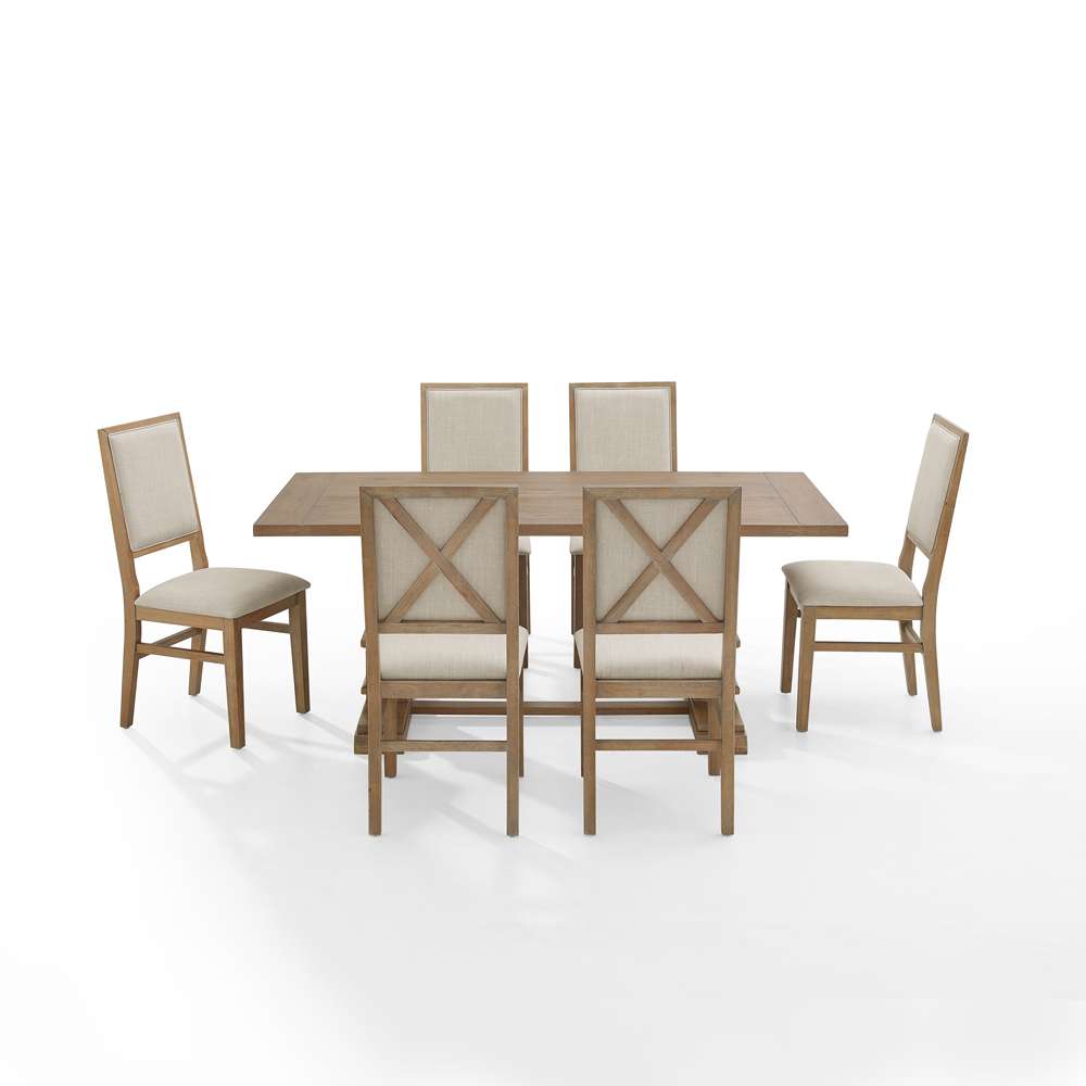 Crosley Furniture - Joanna 7Pc Dining Set Rustic Brown /Creme - Table & 6 Upholstered Back Chairs - KF13067RB-RB veiw 3