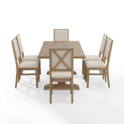 Crosley Furniture - Joanna 7Pc Dining Set Rustic Brown /Creme - Table & 6 Upholstered Back Chairs - KF13067RB-RB veiw 4