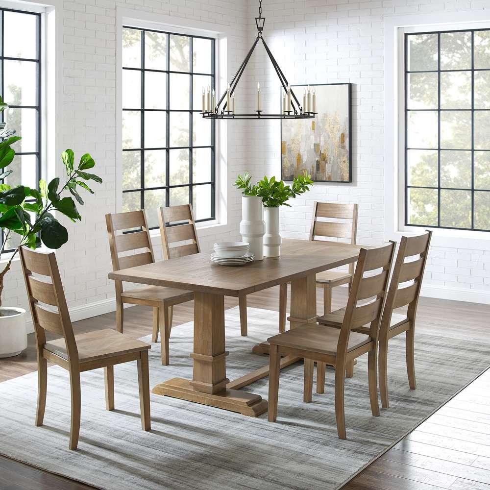 Crosley Furniture - Joanna 7Pc Dining Set Rustic Brown - Table & 6 Ladder Back Chairs - KF13066RB-RB veiw 1