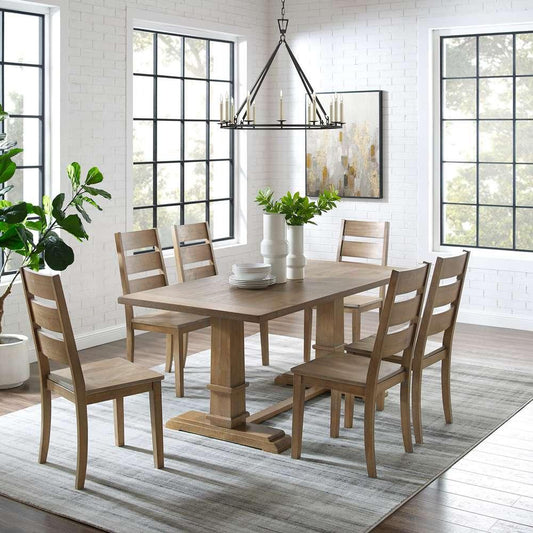 Crosley Furniture - Joanna 7Pc Dining Set Rustic Brown - Table & 6 Ladder Back Chairs - KF13066RB-RB veiw 1