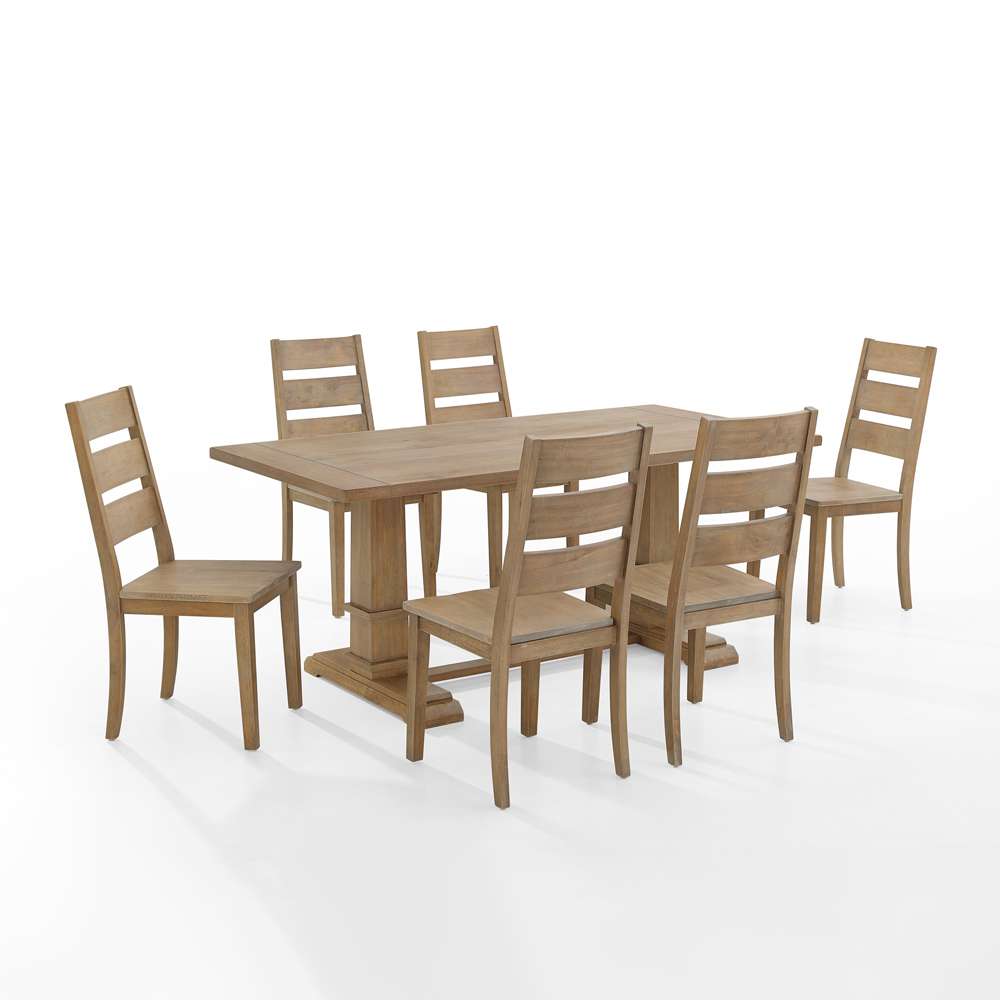 Crosley Furniture - Joanna 7Pc Dining Set Rustic Brown - Table & 6 Ladder Back Chairs - KF13066RB-RB veiw 2