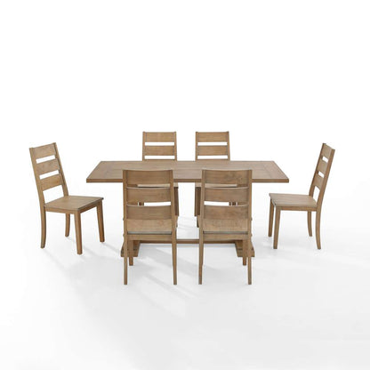 Crosley Furniture - Joanna 7Pc Dining Set Rustic Brown - Table & 6 Ladder Back Chairs - KF13066RB-RB veiw 3