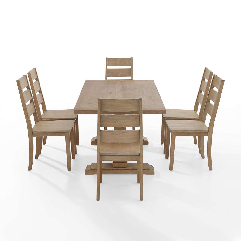 Crosley Furniture - Joanna 7Pc Dining Set Rustic Brown - Table & 6 Ladder Back Chairs - KF13066RB-RB veiw 4