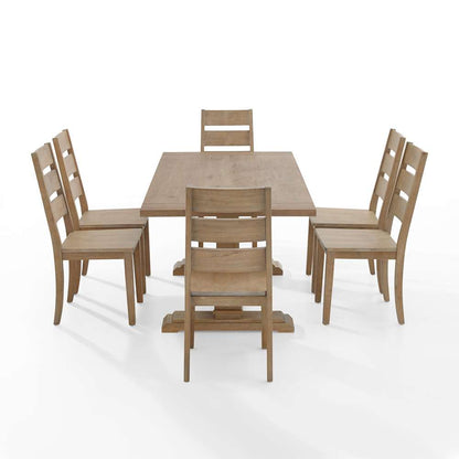 Crosley Furniture - Joanna 7Pc Dining Set Rustic Brown - Table & 6 Ladder Back Chairs - KF13066RB-RB veiw 4