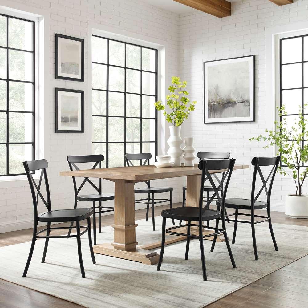 Crosley Furniture - Joanna 7Pc Dining Set W/Camille Chairs Matte Black/ Rustic Brown - Table & 6 Chairs - KF20008RB-MB view 1