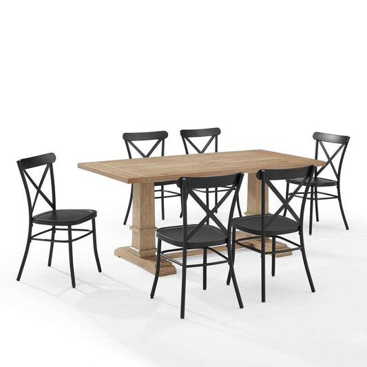Crosley Furniture - Joanna 7Pc Dining Set W/Camille Chairs Matte Black/ Rustic Brown - Table & 6 Chairs - KF20008RB-MB view 2