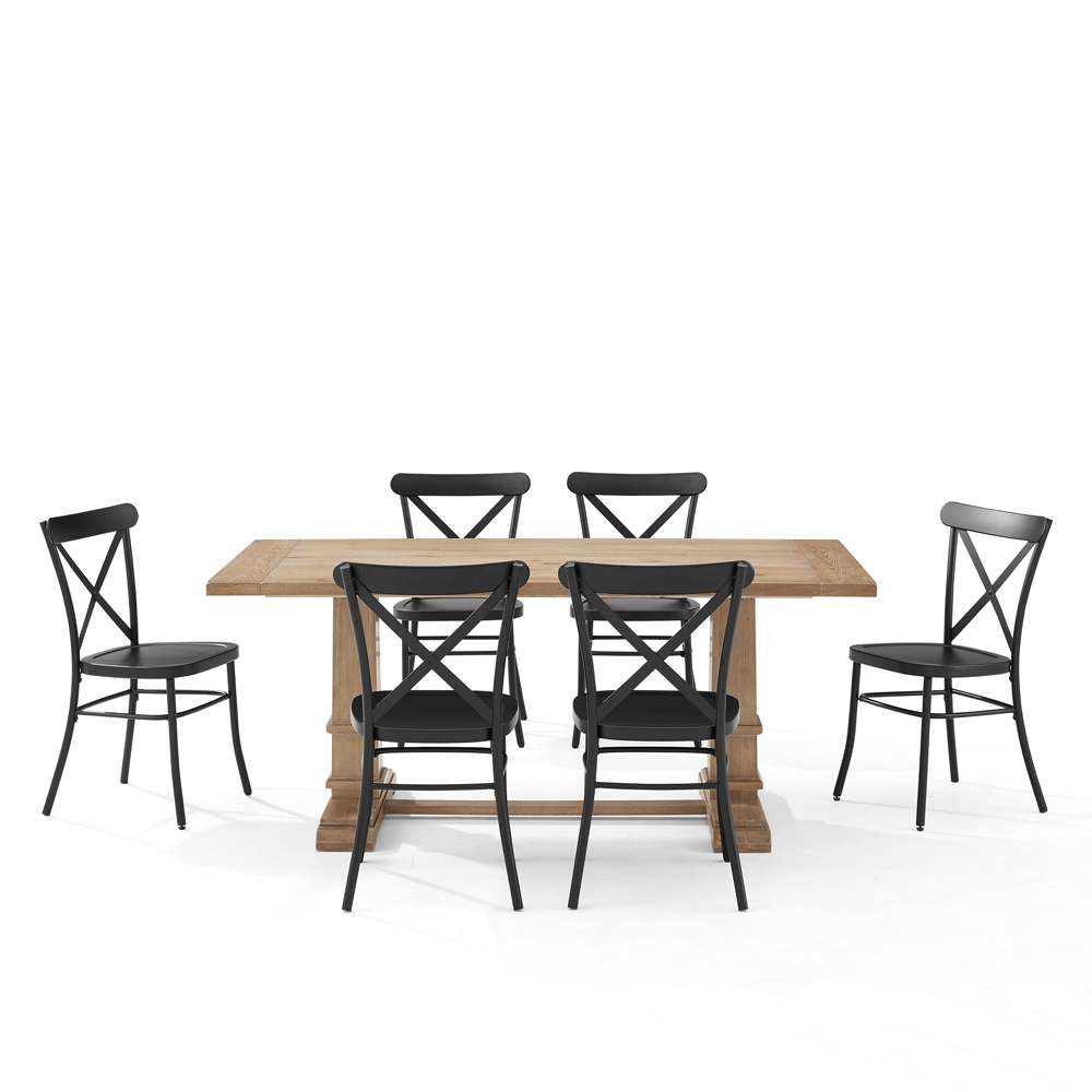 Crosley Furniture - Joanna 7Pc Dining Set W/Camille Chairs Matte Black/ Rustic Brown - Table & 6 Chairs - KF20008RB-MB veiw 3