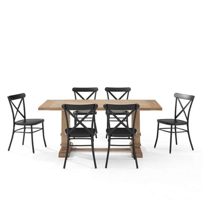 Crosley Furniture - Joanna 7Pc Dining Set W/Camille Chairs Matte Black/ Rustic Brown - Table & 6 Chairs - KF20008RB-MB veiw 3