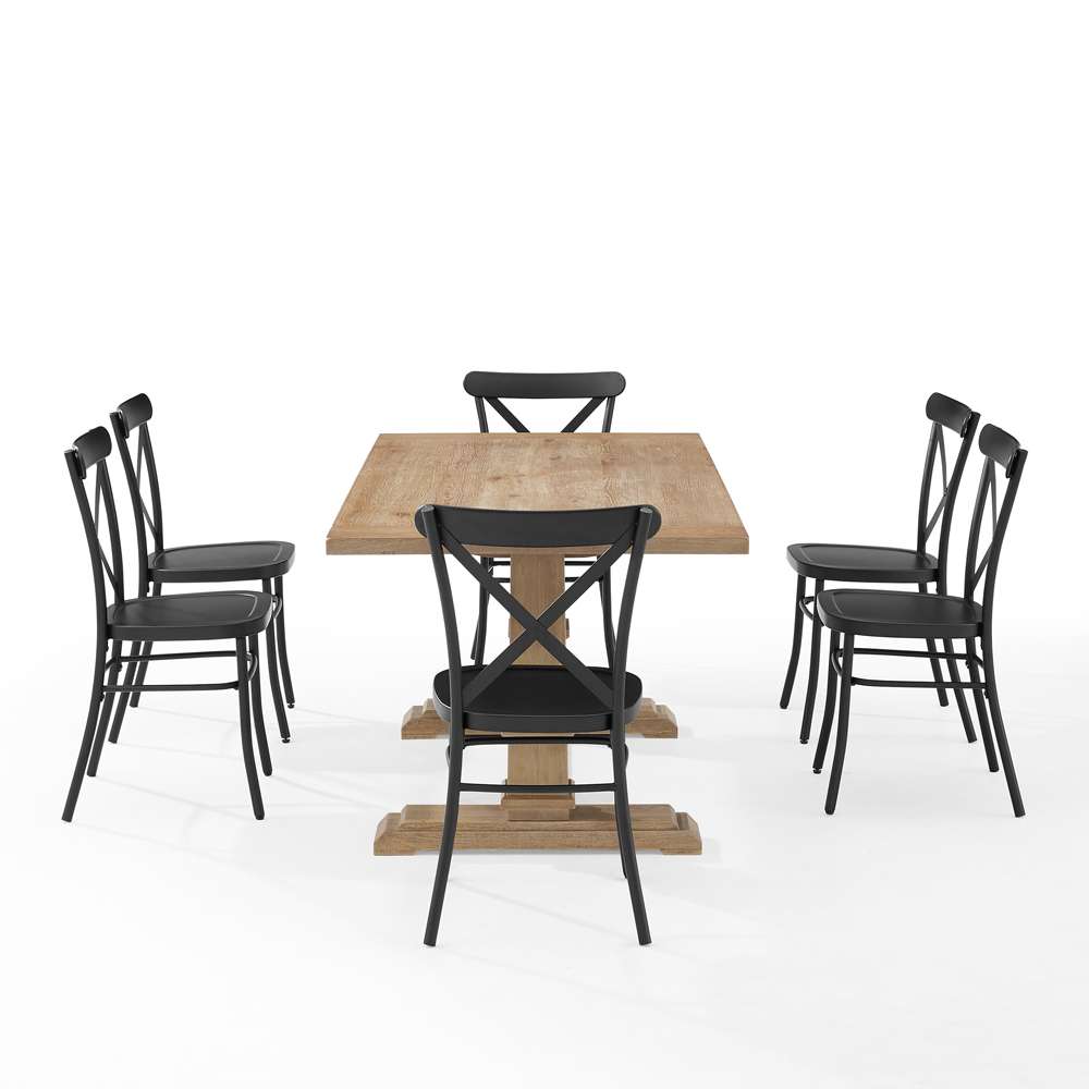 Crosley Furniture - Joanna 7Pc Dining Set W/Camille Chairs Matte Black/ Rustic Brown - Table & 6 Chairs - KF20008RB-MB veiw 4