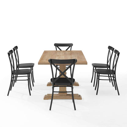 Crosley Furniture - Joanna 7Pc Dining Set W/Camille Chairs Matte Black/ Rustic Brown - Table & 6 Chairs - KF20008RB-MB veiw 4