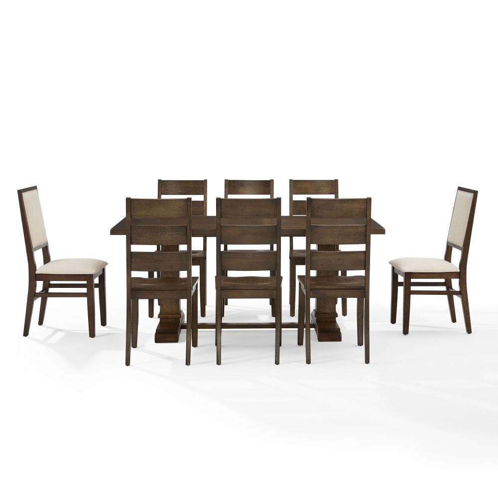 Crosley Furniture - Joanna 9-Piece Dining Table Set For 8 - Table, 6 Ladder-Back Chairs, & 2 Upholstered Back Chairs - KF13071DO-DO view 2