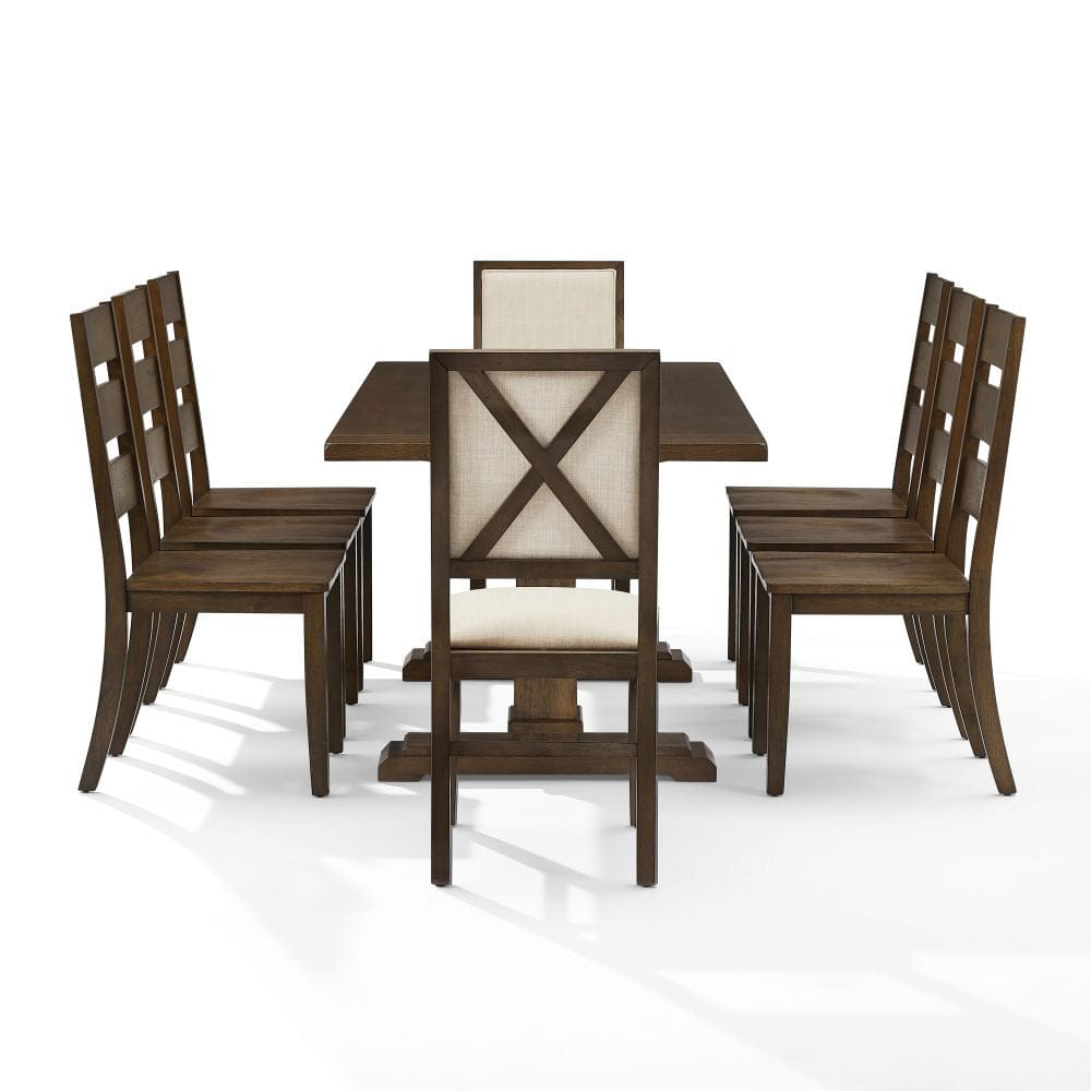 Crosley Furniture - Joanna 9-Piece Dining Table Set For 8 - Table, 6 Ladder-Back Chairs, & 2 Upholstered Back Chairs - KF13071DO-DO view 3
