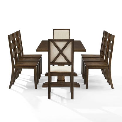 Crosley Furniture - Joanna 9-Piece Dining Table Set For 8 - Table, 6 Ladder-Back Chairs, & 2 Upholstered Back Chairs - KF13071DO-DO view 3