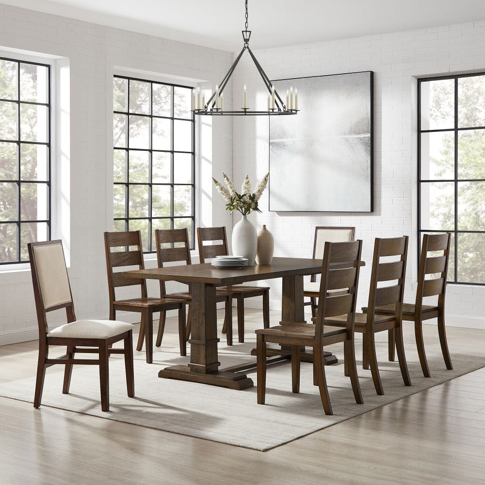 Crosley Furniture - Joanna 9-Piece Dining Table Set For 8 - Table, 6 Ladder-Back Chairs, & 2 Upholstered Back Chairs - KF13071DO-DO view 6