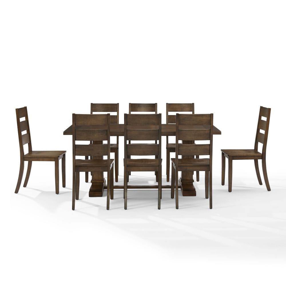 Crosley Furniture - Joanna 9-Piece Dining Table Set For 8 - Table & 8 Ladder-Back Chairs - KF13068DO-DO view 2