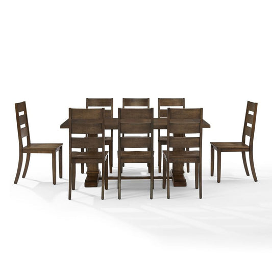 Crosley Furniture - Joanna 9-Piece Dining Table Set For 8 - Table & 8 Ladder-Back Chairs - KF13068DO-DO view 2