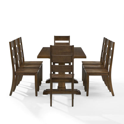 Crosley Furniture - Joanna 9-Piece Dining Table Set For 8 - Table & 8 Ladder-Back Chairs - KF13068DO-DO view 3