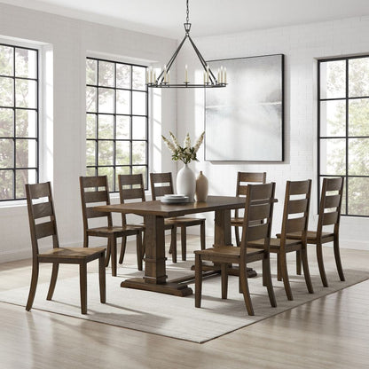 Crosley Furniture - Joanna 9-Piece Dining Table Set For 8 - Table & 8 Ladder-Back Chairs - KF13068DO-DO view 6